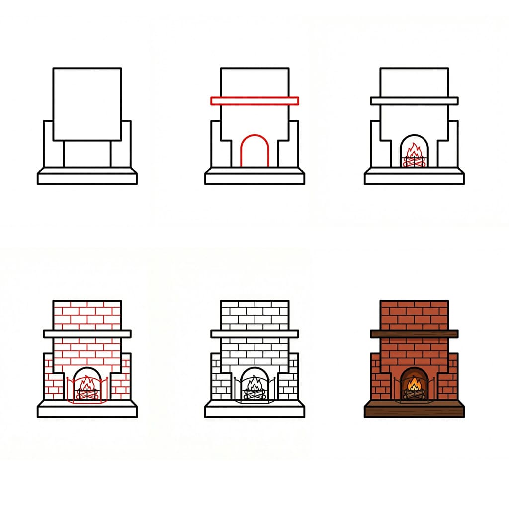 How to draw Fireplace castle