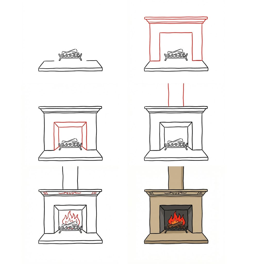 How to draw Fireplace image