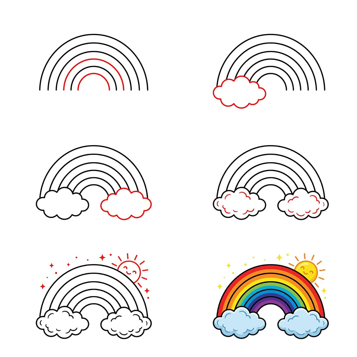 Fluffy Cloud Rainbow Drawing Ideas
