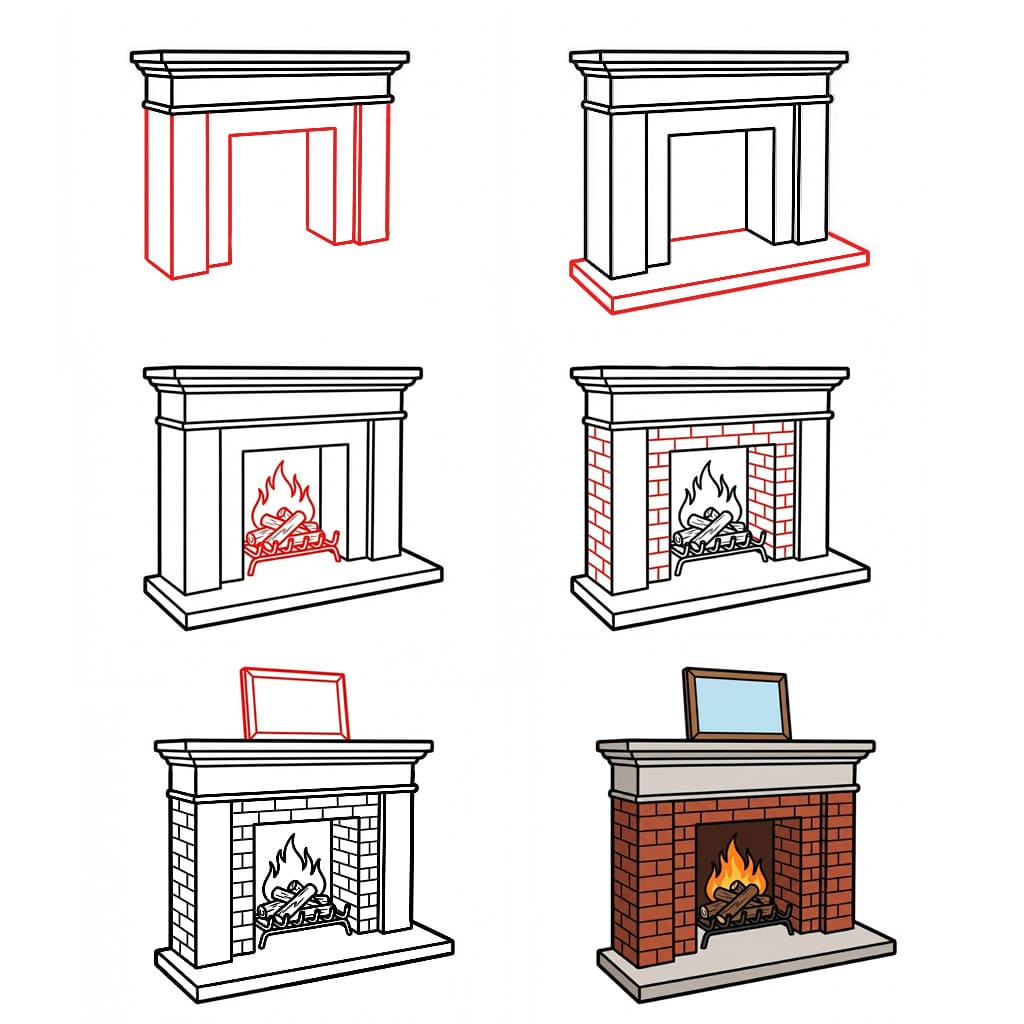 How to draw Free Fireplace