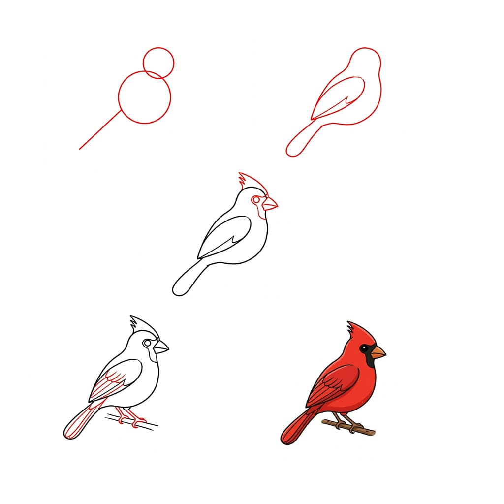 How to draw Happy Cardinal