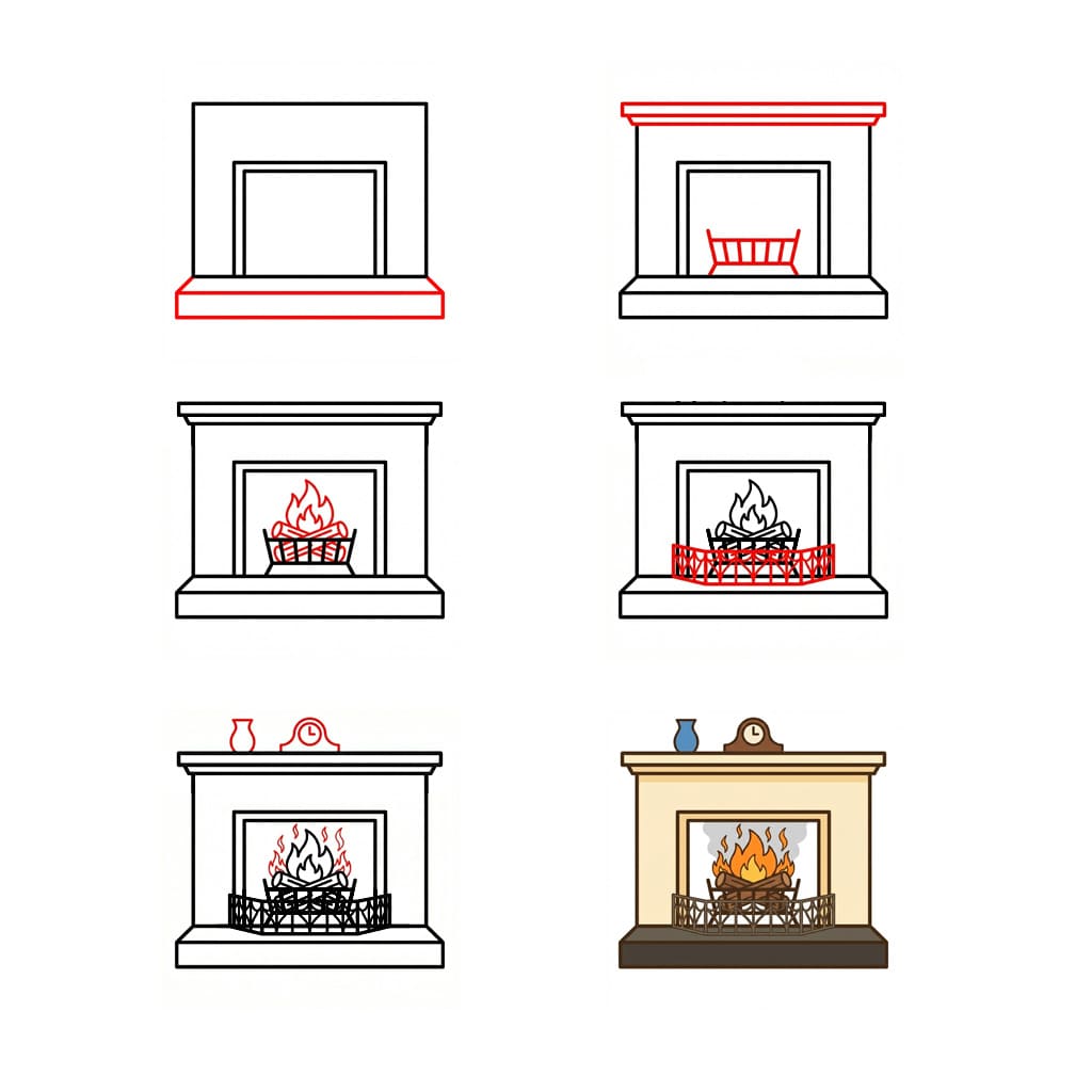 How to draw Happy Fireplace
