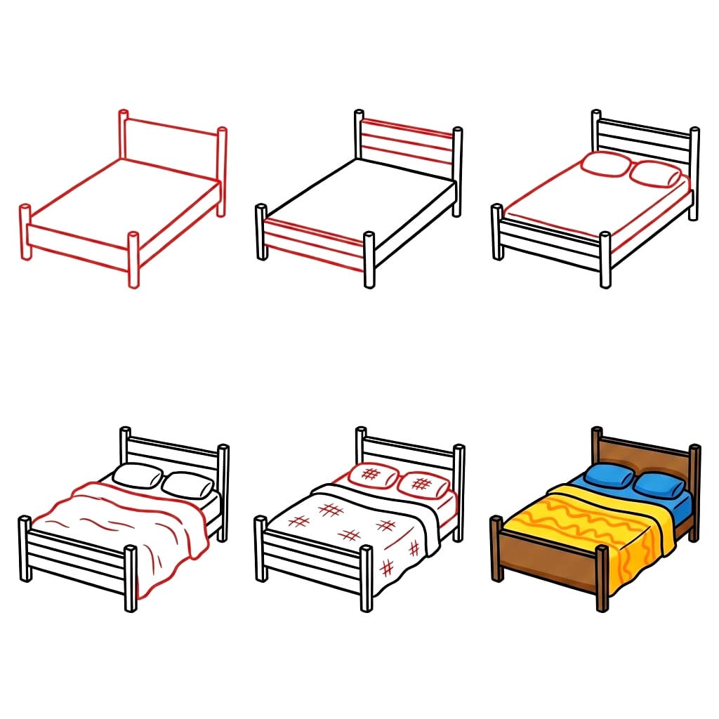 Home Bed Drawing Ideas