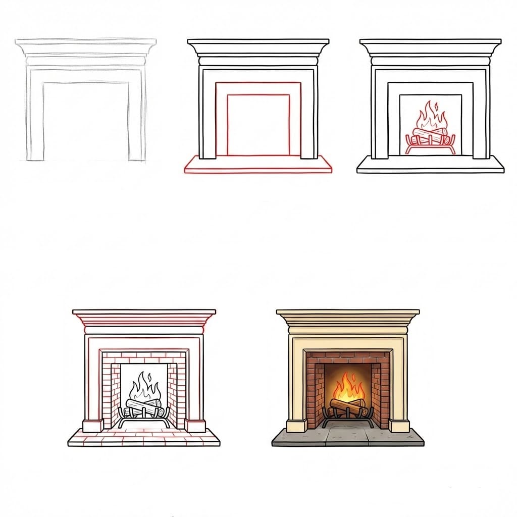 How to draw Little Fireplace