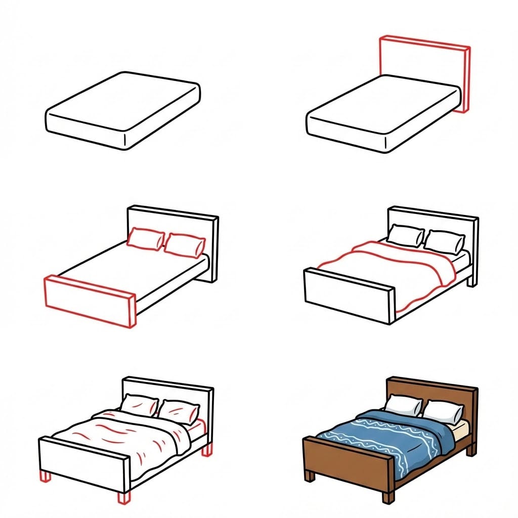 Nice Bed Drawing Ideas