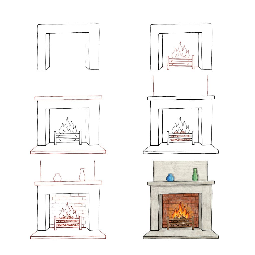 How to draw Nice Fireplace