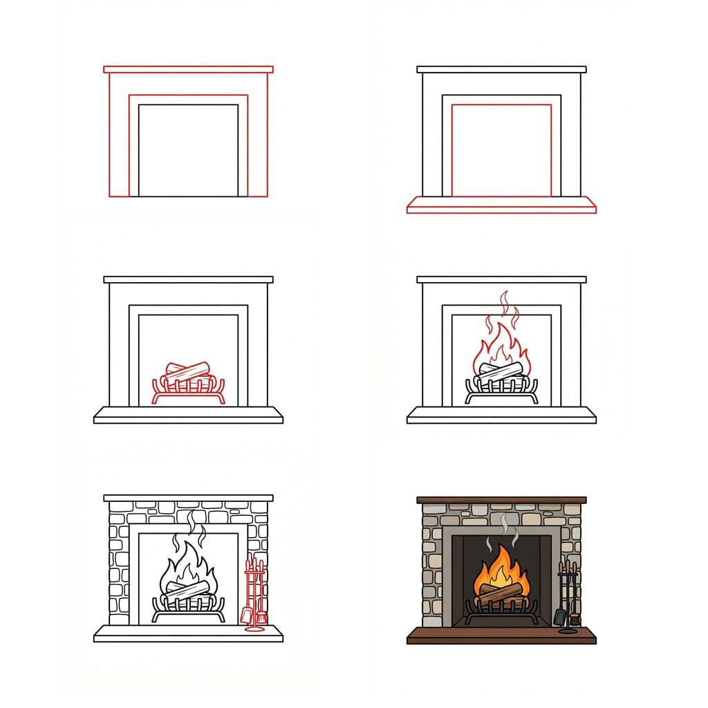 How to draw Normal Fireplace