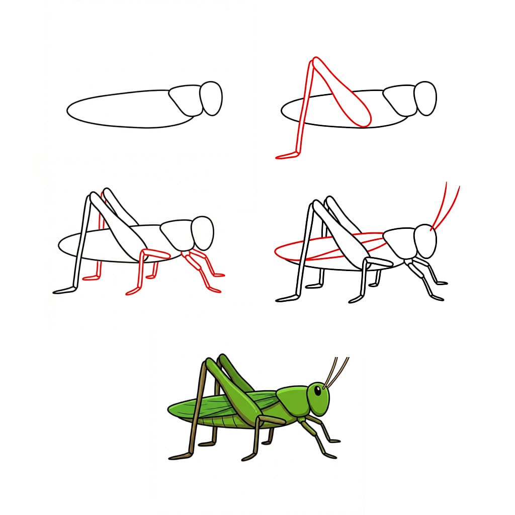 How to draw Playful Grasshopper