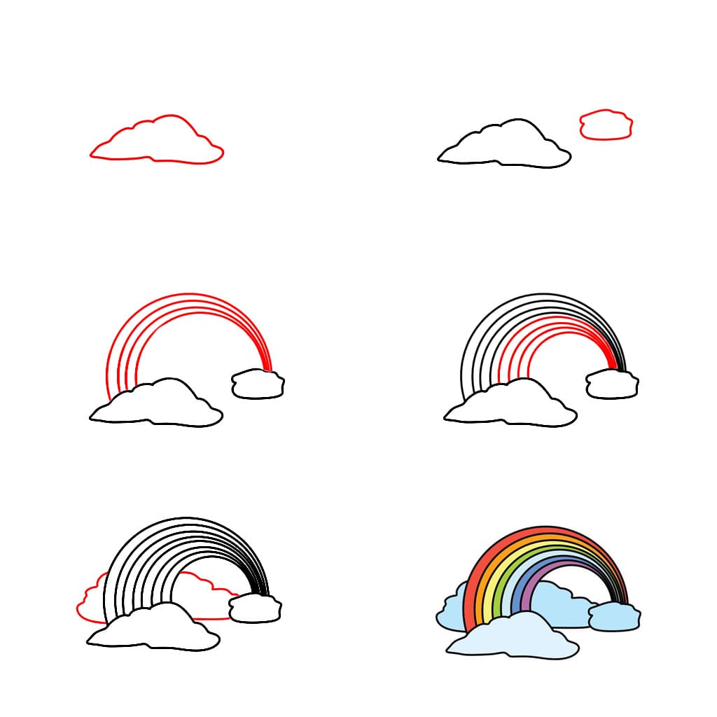 Rainbow in the Clouds Drawing Ideas