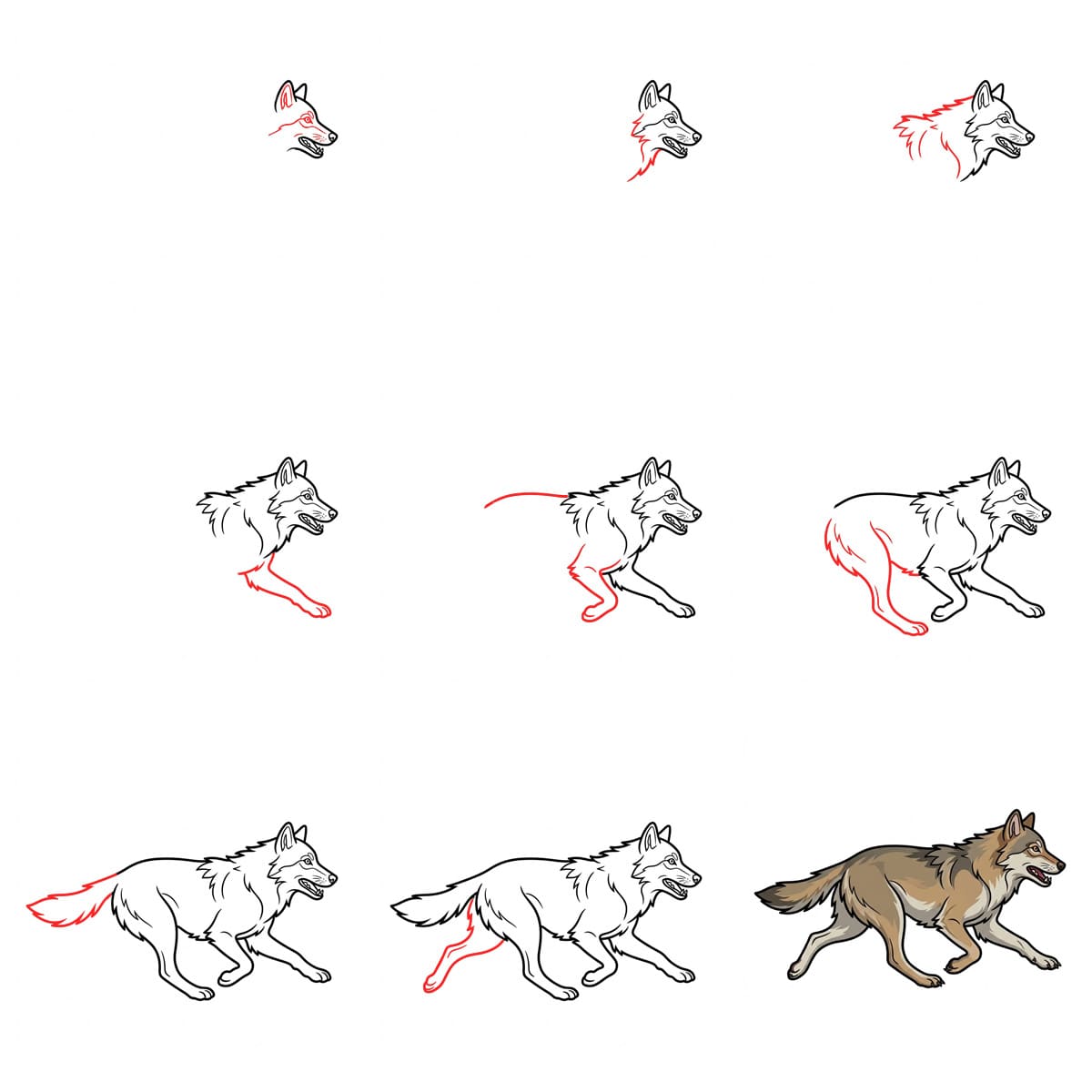 Running Wolf Drawing Ideas