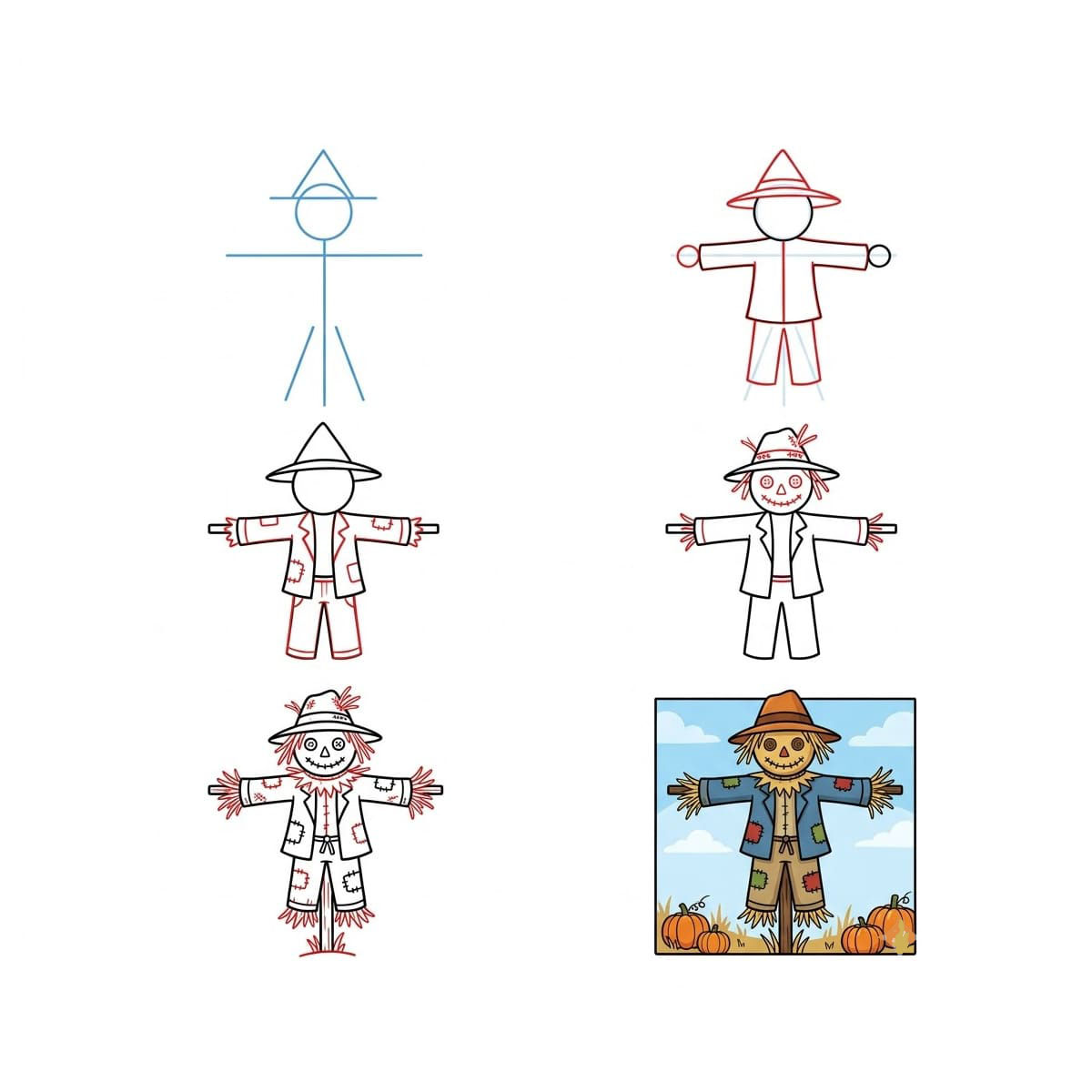 Scarecrow and sky Drawing Ideas