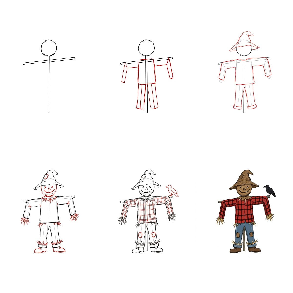 Scarecrow and the Crow Drawing Ideas