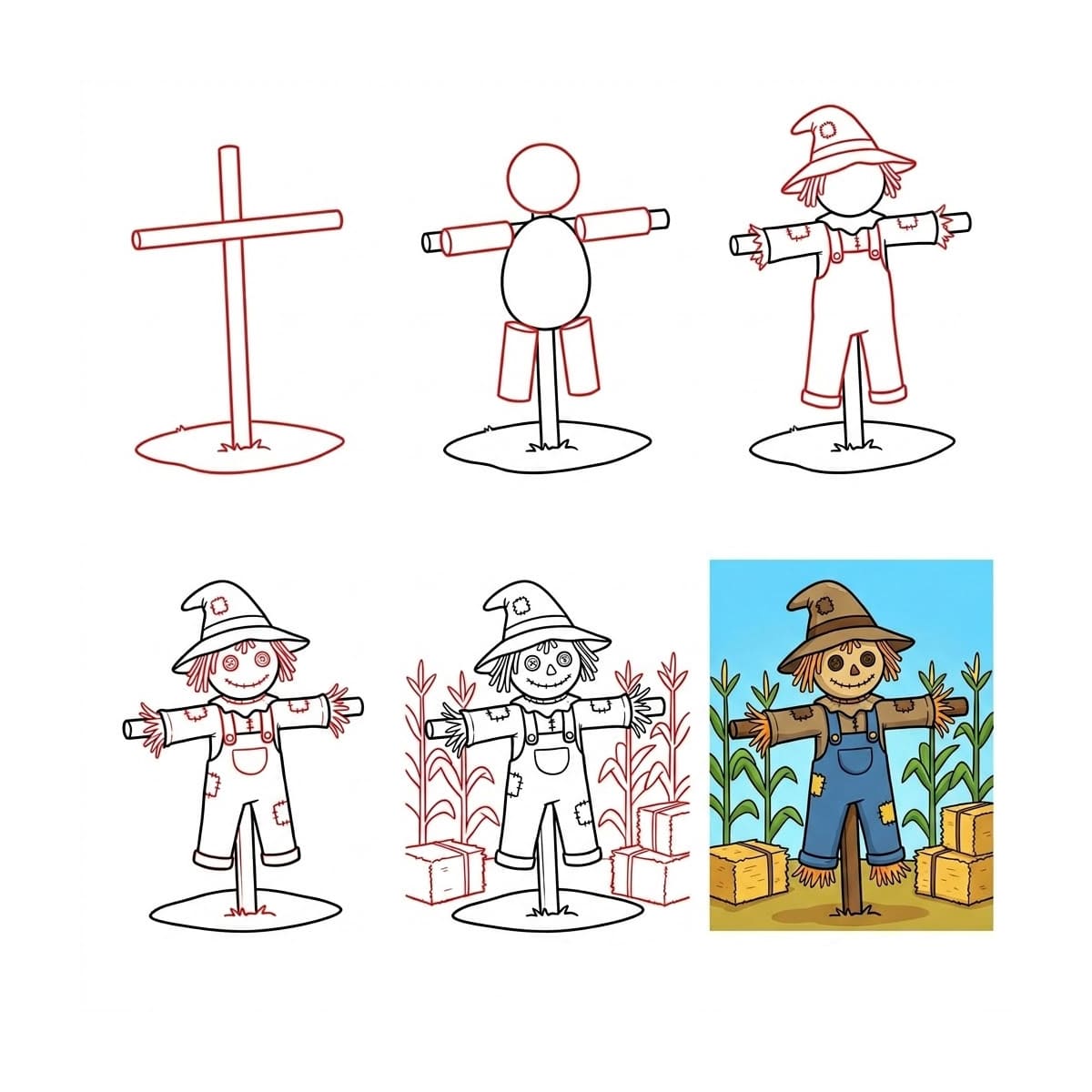 Scarecrow in the Cornfield Drawing Ideas