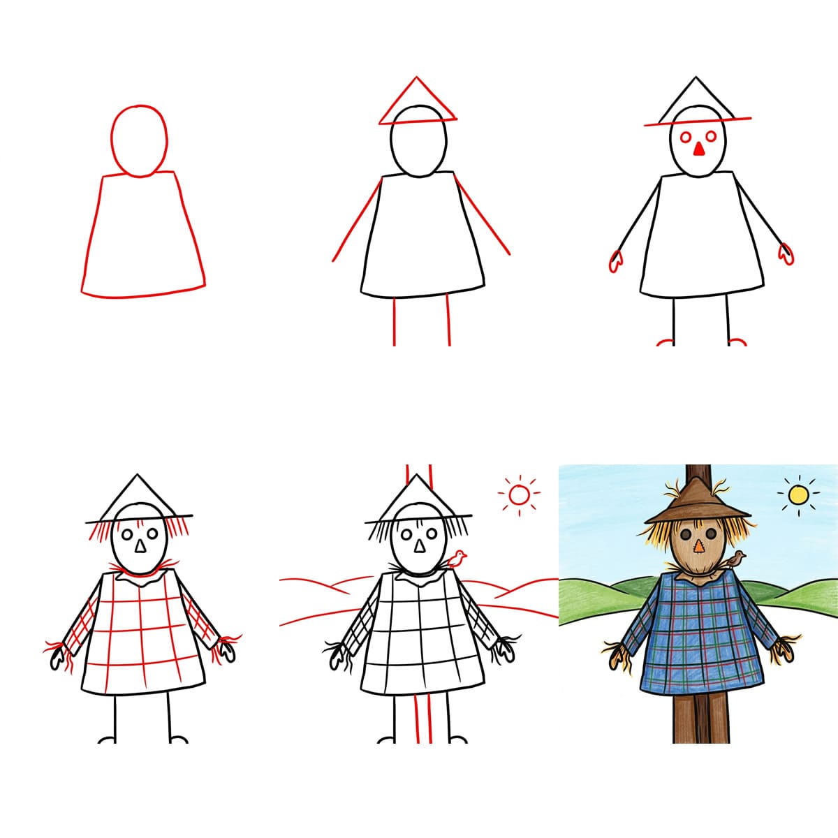 Simple Scarecrow Drawing Ideas