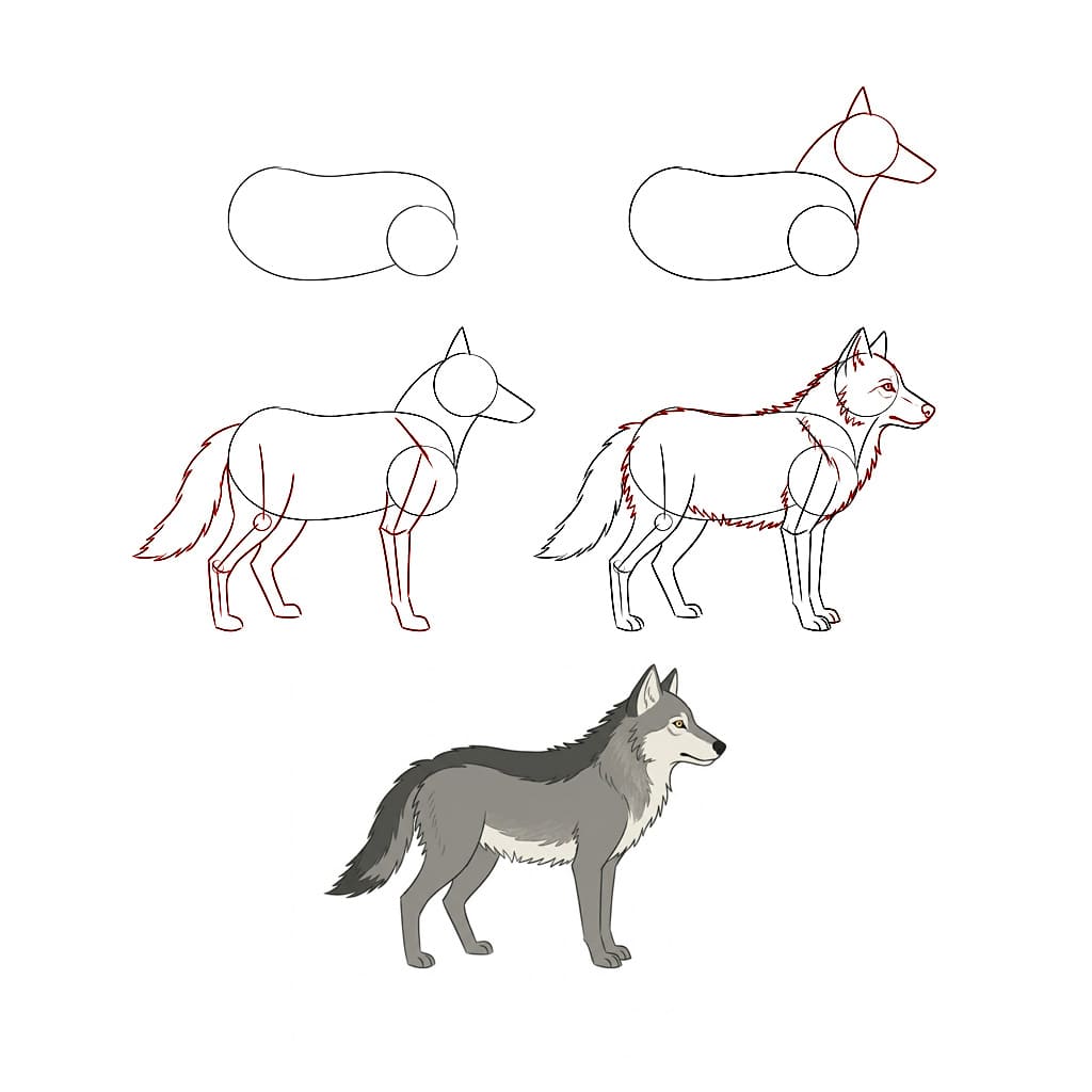 Simple wolf Drawing Ideas