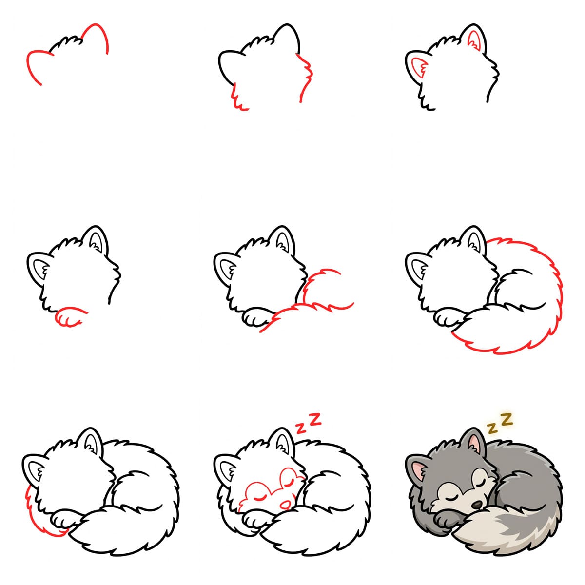 Sleeping wolf Drawing Ideas