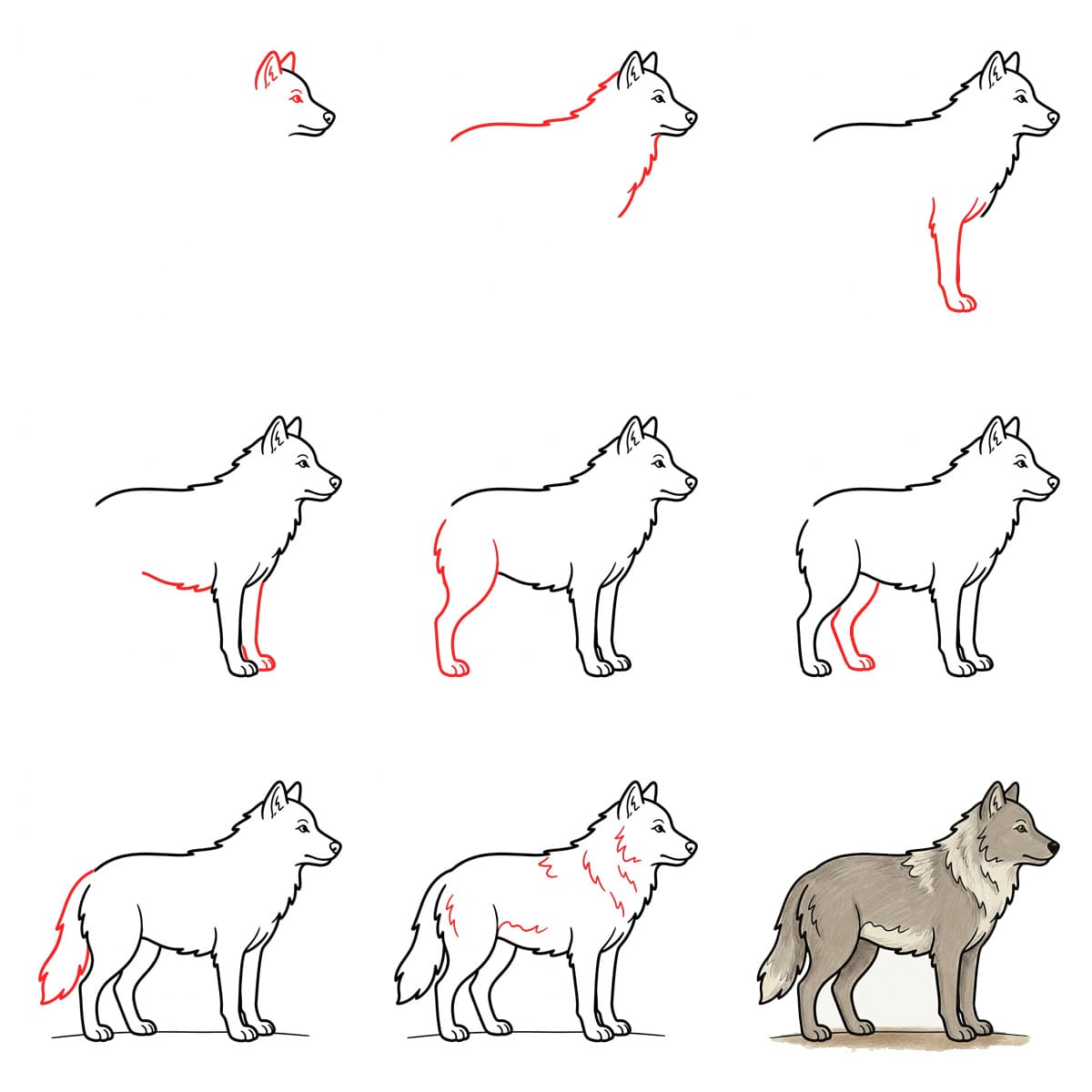 Standing Wolf Drawing Ideas