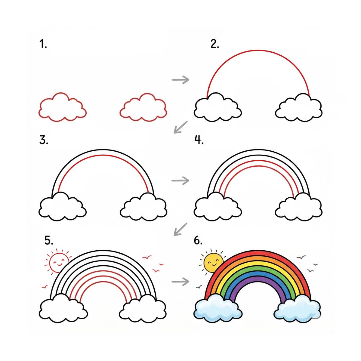 Sun and Rainbow Drawing Ideas