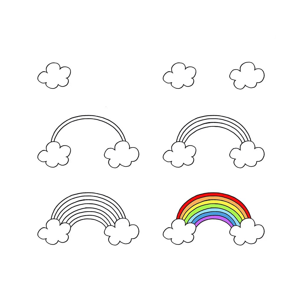 White Cloud Rainbow Drawing Ideas