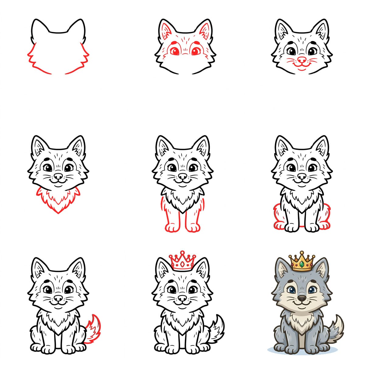 Wolf and Crown Drawing Ideas
