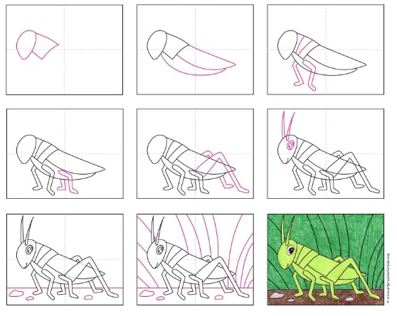 A cute grasshopper Drawing Ideas