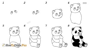 How to draw A panda is eating