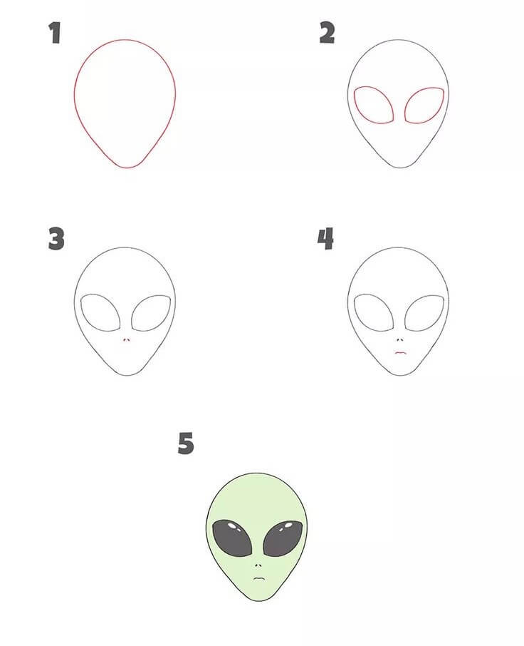 How to draw Alien head (3)