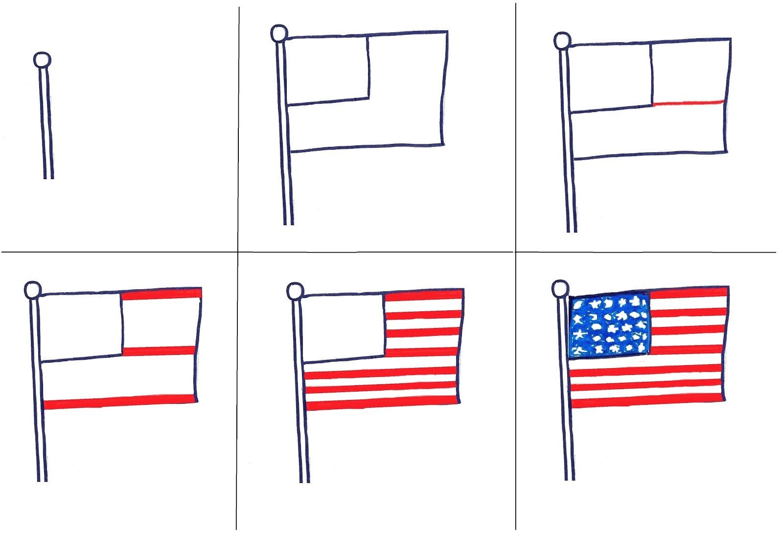 How to draw American Flag idea 3