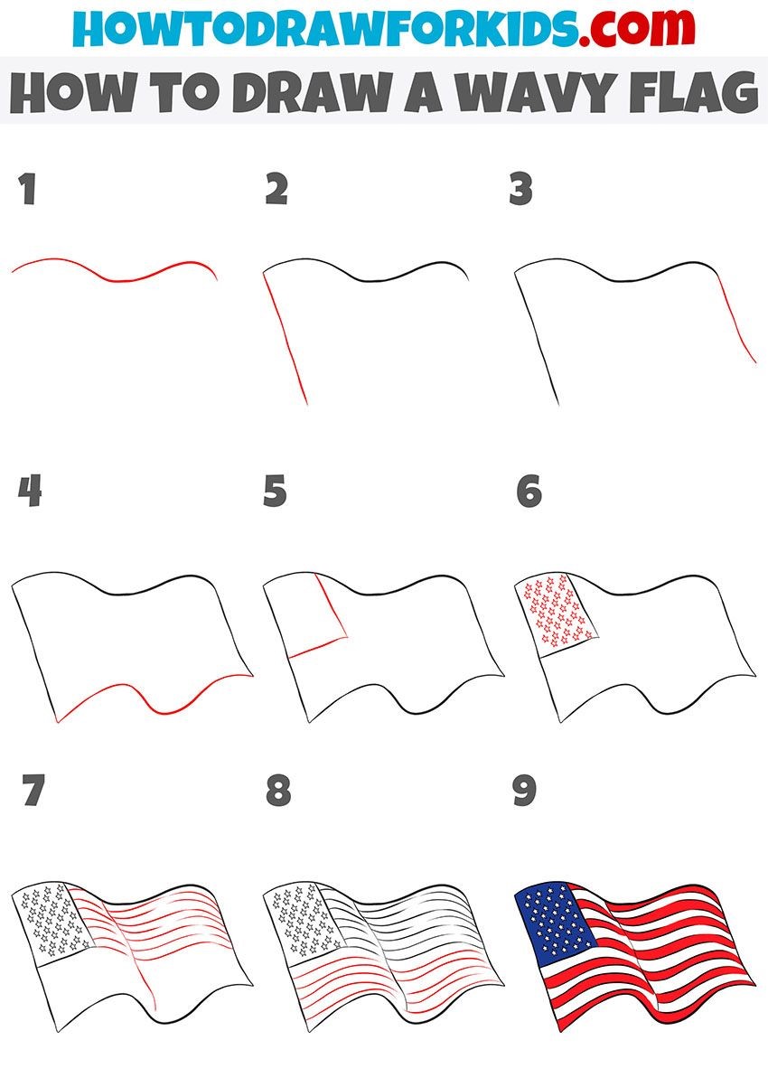 How to draw American Flag idea 7