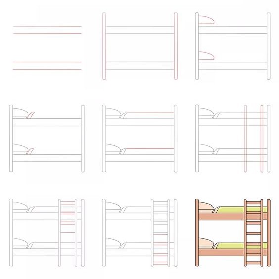 How to draw Bed (3)