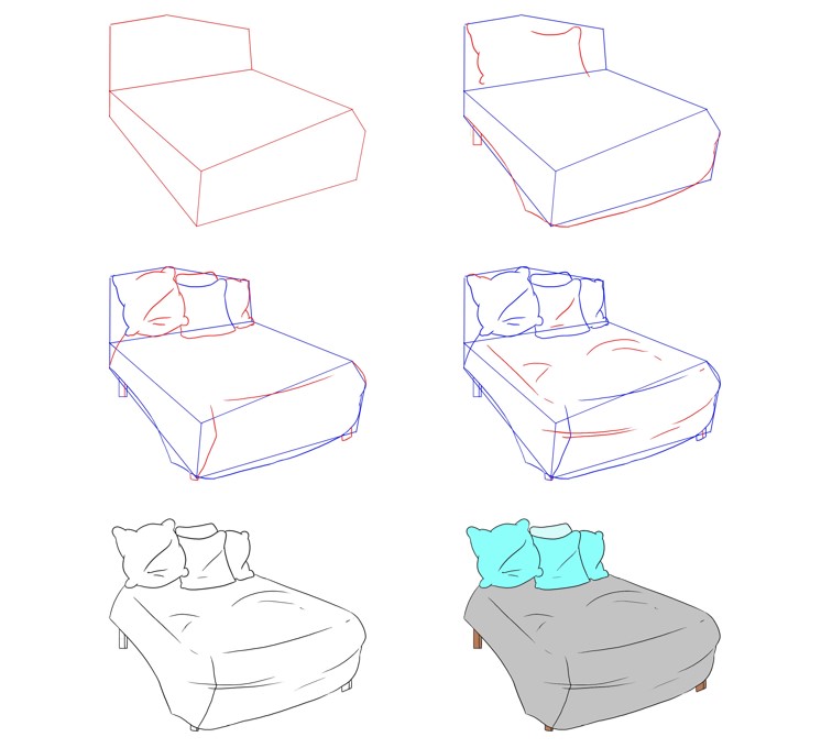 How to draw Bed (5)