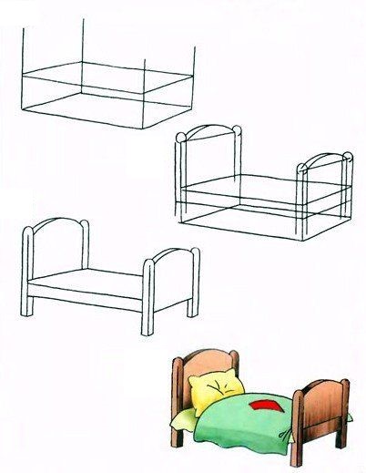 How to draw Bed (8)