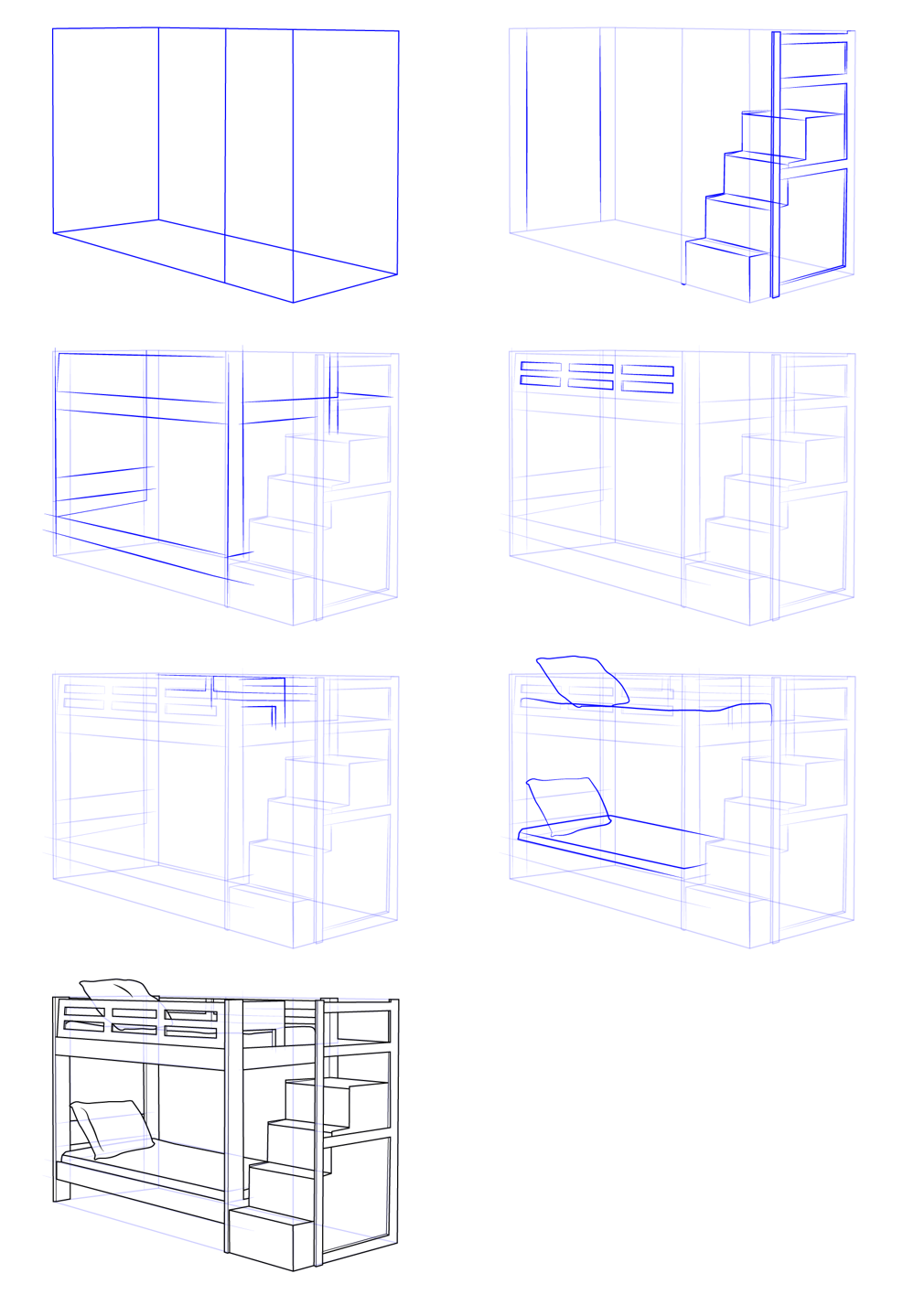 How to draw Bed (9)