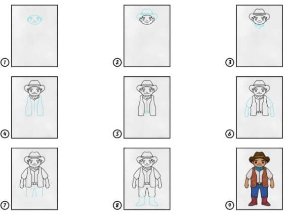 How to draw Cowboy cute