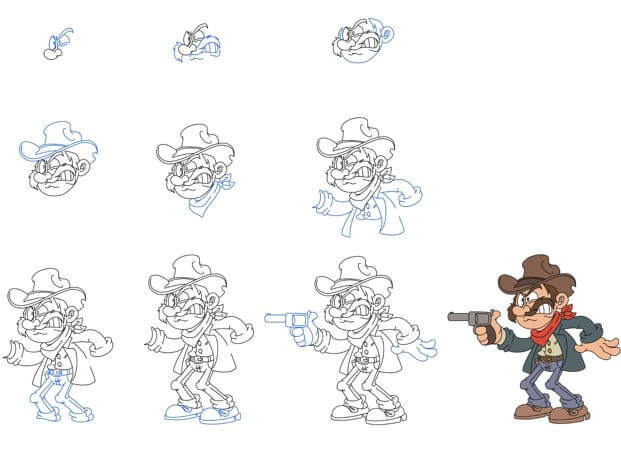 Cowboy holding gun 2 Drawing Ideas