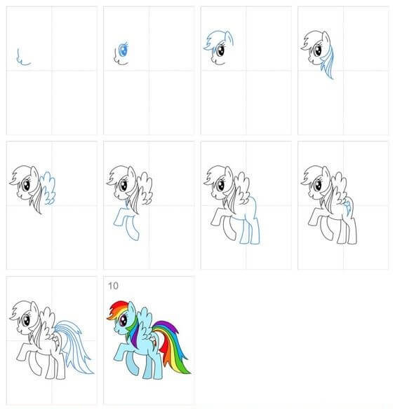 How to draw Rainbow Dash (1)