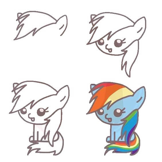 How to draw Rainbow Dash (2)