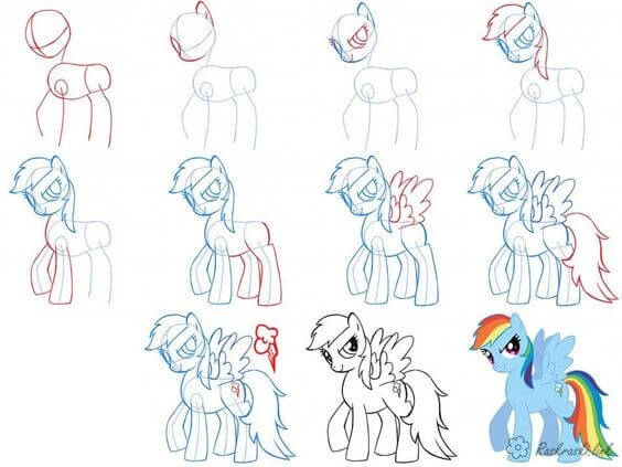 How to draw Rainbow Dash (3)