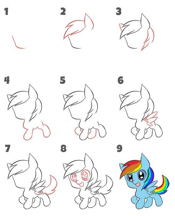 How to draw Rainbow Dash (4)