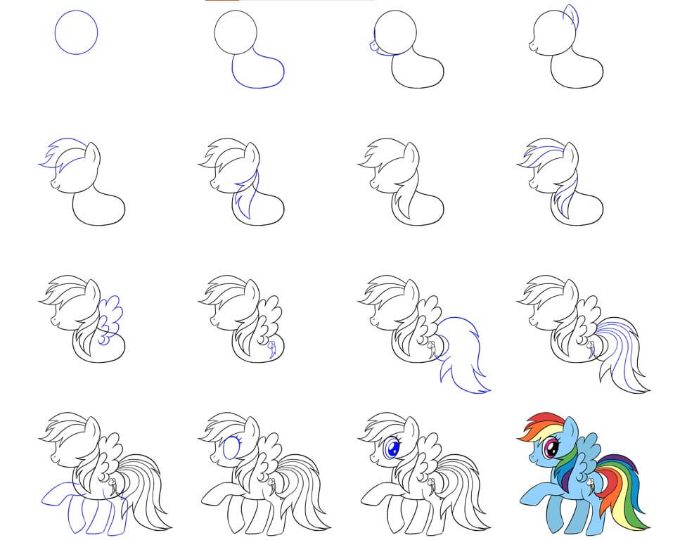 How to draw Rainbow Dash (5)