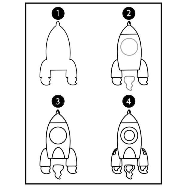 How to draw Rocket Ship idea 1