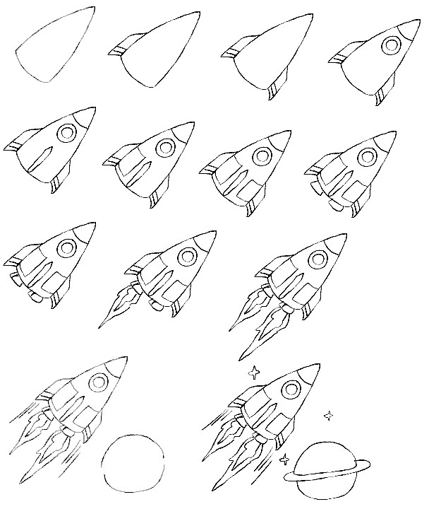 How to draw Rocket Ship idea 9