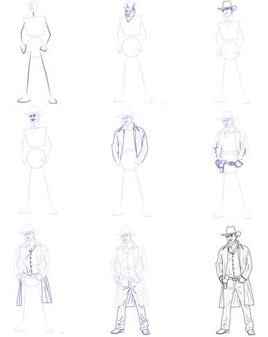 How to draw Simple cowboy