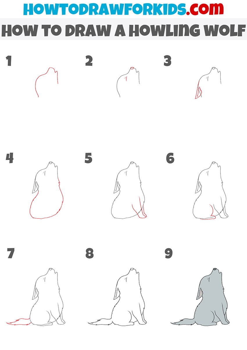 How to draw A cute wolf