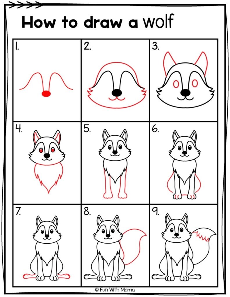 How to draw Detailed step by step wolf