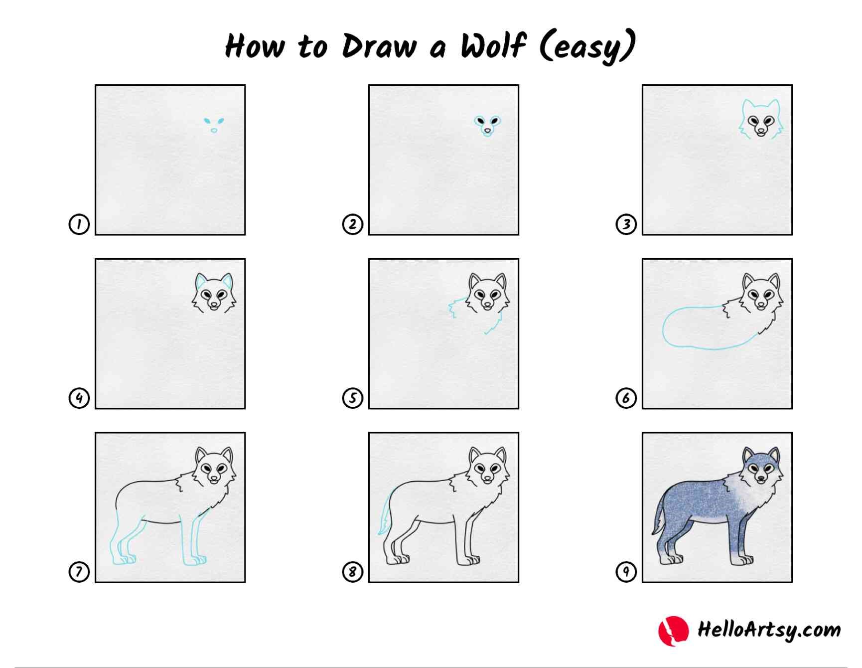 How to draw Wolf idea 4