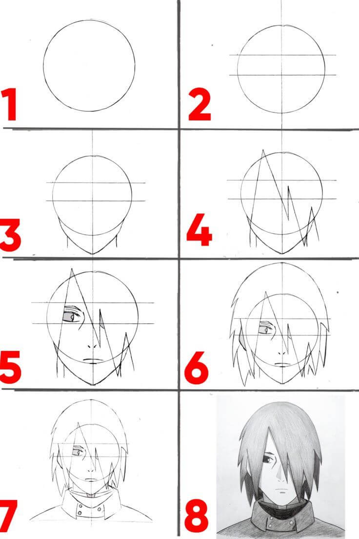 How to draw Adult sasuke