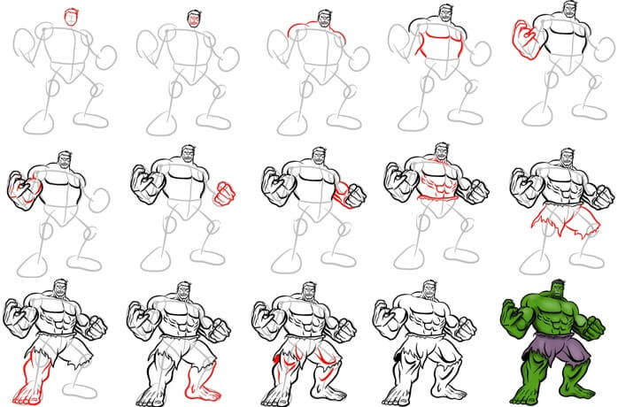 How to draw Big hulk