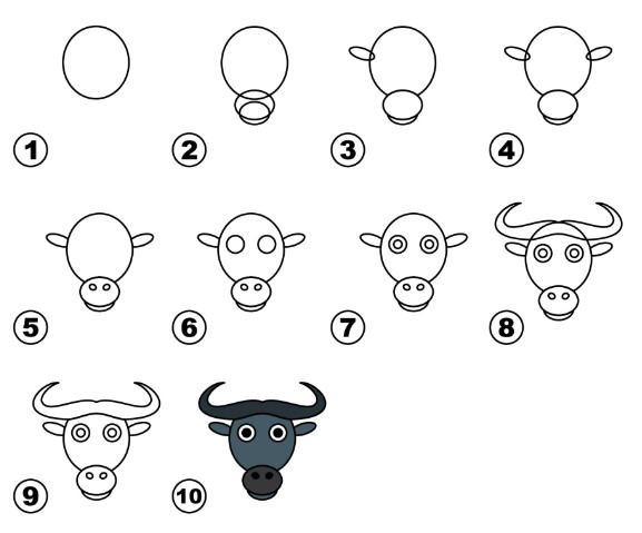 How to draw Buffalo head