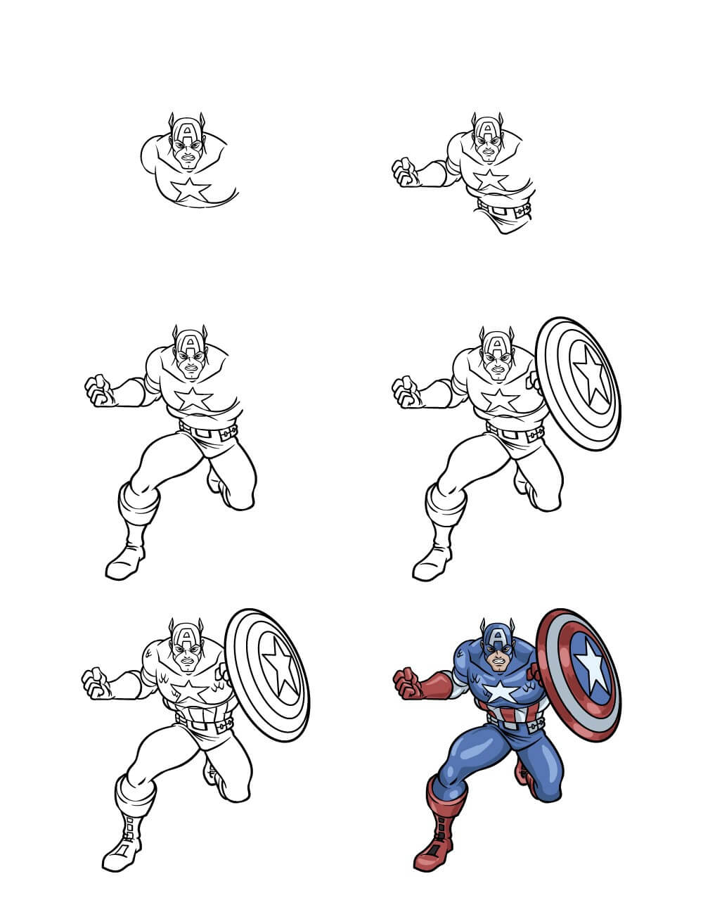 How to draw Captain America fights 2